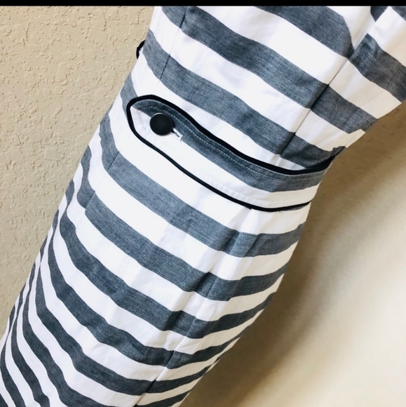 Banana Republic stripe sheath dress size 2 grey/wh - Picture 6 of 9